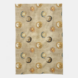 Linge De Cuisine Ciel Solaire & Lune Or Motif Nuit Étoilée (4)