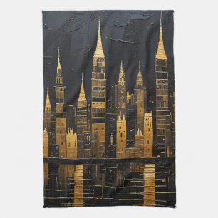 Linge De Cuisine Ciel urbain doré à minuit