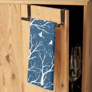 Linge De Cuisine Ciel vintage Oiseaux blancs Snowflakes