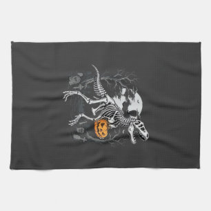 Linge De Cuisine Cimetière de citrouille d'Halloween de squelette d