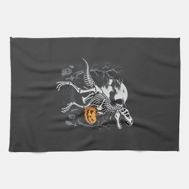 Linge De Cuisine Cimetière de citrouille d'Halloween de squelette d (Horizontal)