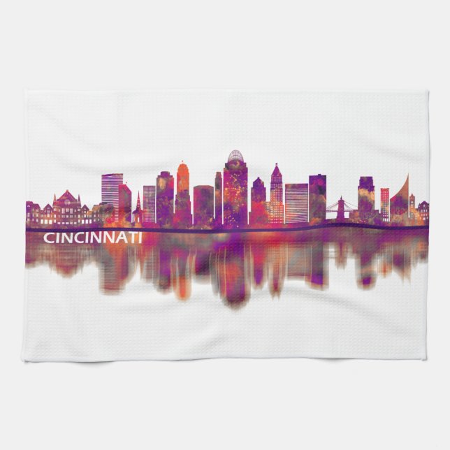 Linge De Cuisine Cincinnati Ohio Skyline (Horizontal)