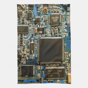 Linge De Cuisine Circuit imprimé bleu macro   Photo de PCB