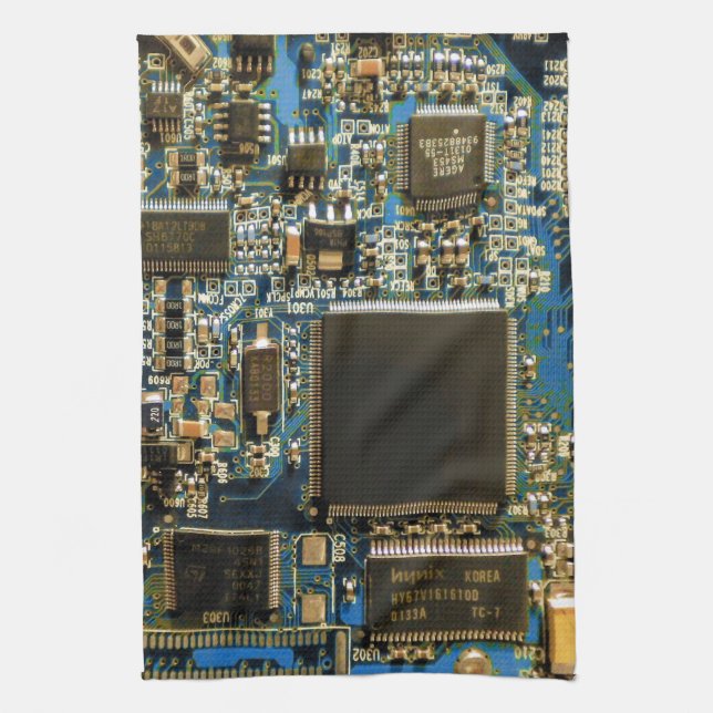 Linge De Cuisine Circuit imprimé bleu macro | Photo de PCB (Vertical)