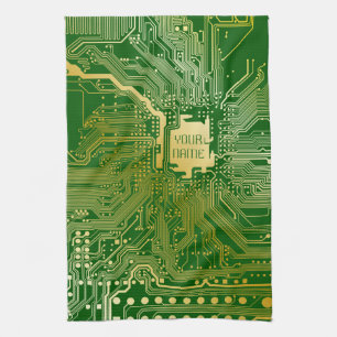 Linge De Cuisine Circuit Monogramme Motherboard Electronics Chip Te