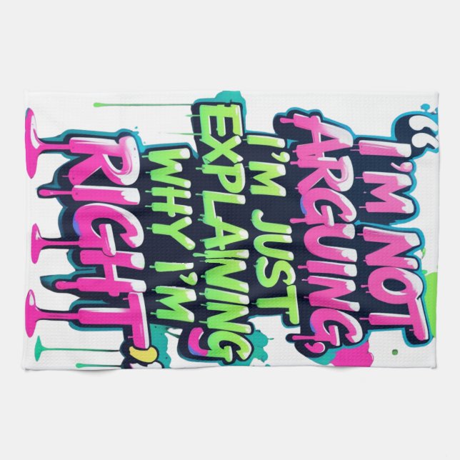 Linge De Cuisine Citation amusante Gras Neon Graffiti Design (Horizontal)