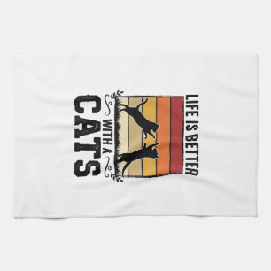 Linge De Cuisine Citation Chats Vintage Design Rétro Coucher de Sol