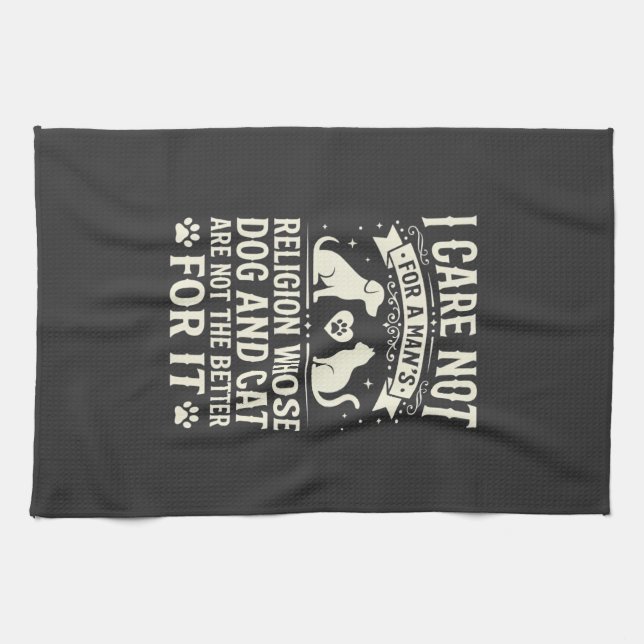 Linge De Cuisine Citation de la religion du chien et du chat (Horizontal)