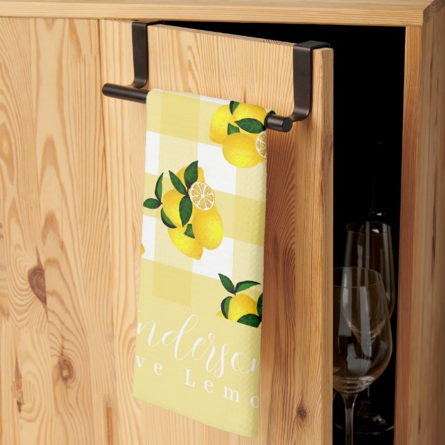 Linge De Cuisine Citron chic En vichy jaune (Pliage en tiers)