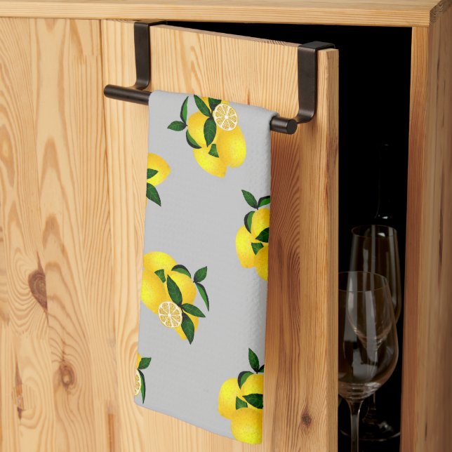 Linge De Cuisine Citron chic gris (Pliage en tiers)