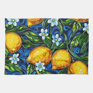 Linge De Cuisine Citron de la Côte d'Amalfi et Carreau Bleu
