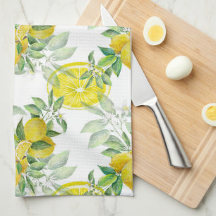 Linge De Cuisine Citron jaune et vert Feuille Motif