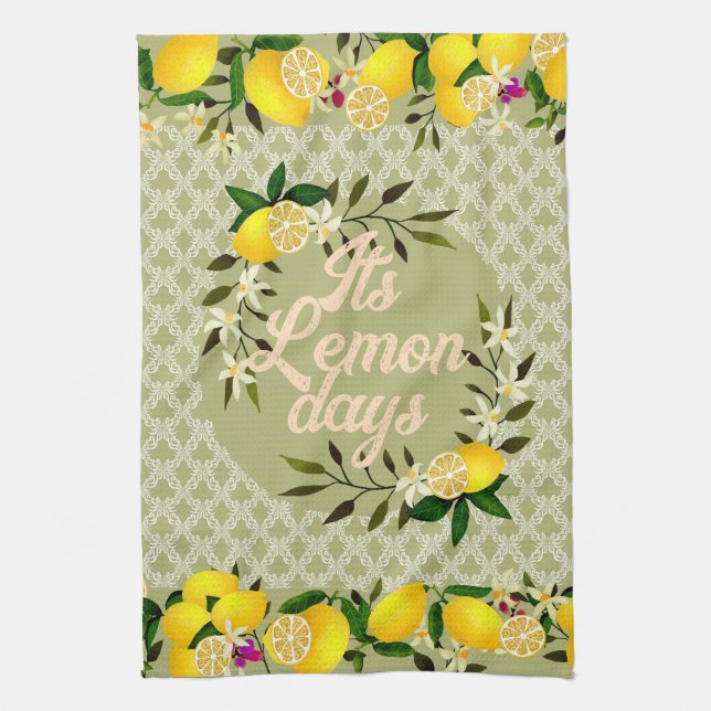 Linge De Cuisine Citron jours Motif vert (Vertical)