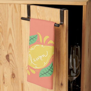 Linge De Cuisine Citron main dessinée Lettrage Citrus jaune vert