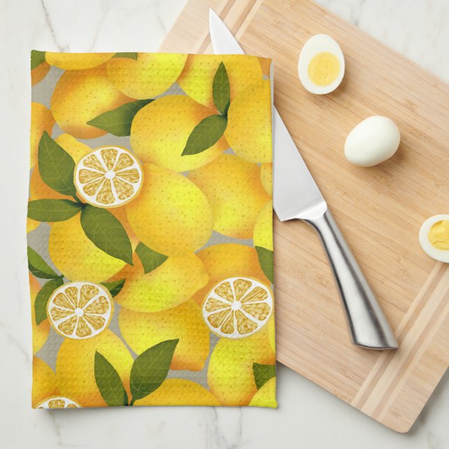 Linge De Cuisine Citron plein (Quart Plié)