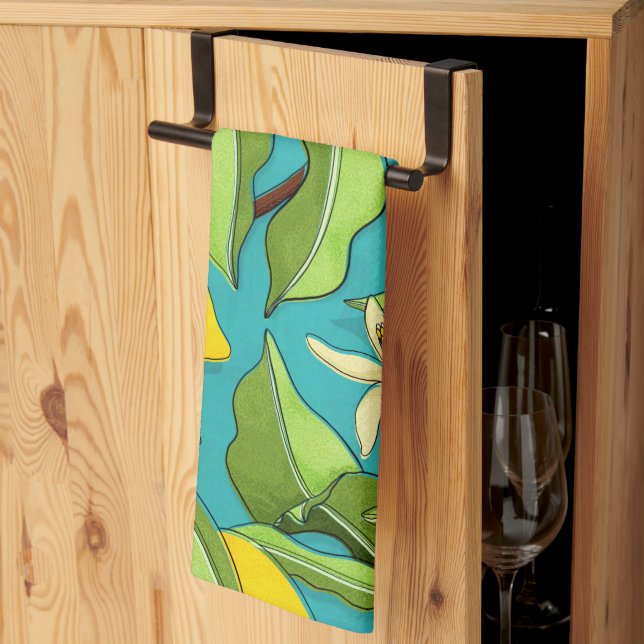 Linge De Cuisine Citrons, coccinelles, fleurs sur Arrière - plan Tu (Pliage en tiers)