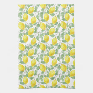 Linge De Cuisine Citrons et fruits Feuille Aquarelle Motif Cuisine