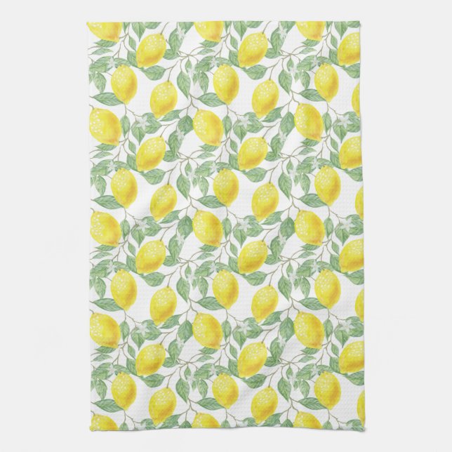 Linge De Cuisine Citrons et fruits Feuille Aquarelle Motif Cuisine (Vertical)
