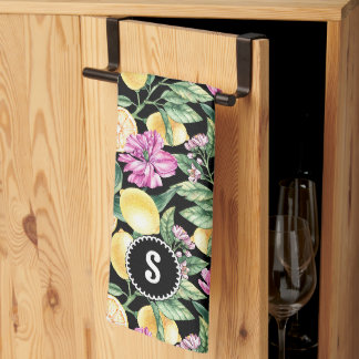 Linge De Cuisine Citrons et tulipes Motif Floral | Citrus Monogramm