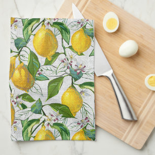 Linge De Cuisine Citrons frais ensoleillés + Fleurs