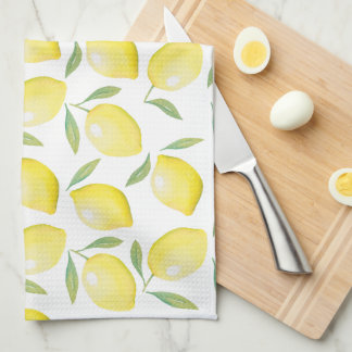 Linge De Cuisine citrons jaune aquarelle