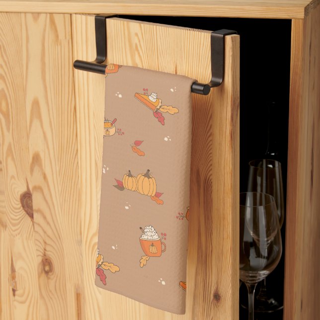 Linge De Cuisine Citrouille Alimentation Art Doodle Motif Automne S (Pliage en tiers)