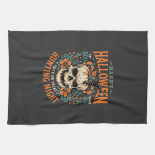 Linge De Cuisine Citrouille Crâne Halloween Chasse Nuit Design_1