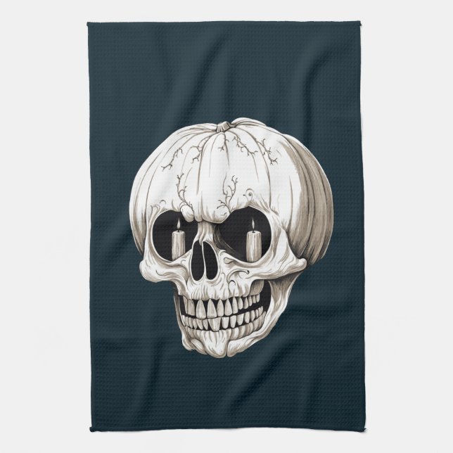 Linge De Cuisine Citrouille Crânienne Halloween Gothique (Vertical)