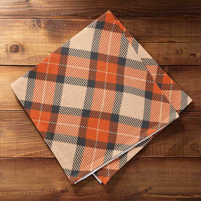 Linge De Cuisine Citrouille d'automne classique Orange Brown Tartan (Créateur téléchargé)