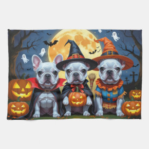Linge De Cuisine Citrouille de Bulldogs français Halloween drôle