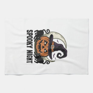 Linge De Cuisine Citrouille de Halloween Chat Sorcière Chapeau Vint