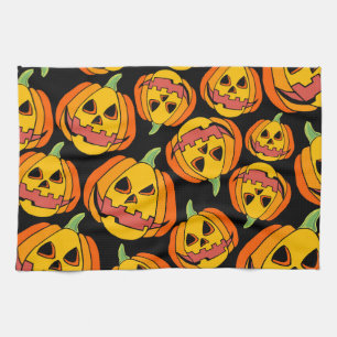 Linge De Cuisine Citrouille d'Halloween : Symbole Vintage d'automne