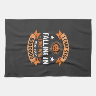 Linge De Cuisine Citrouille d'Halloween tombant amoureuse
