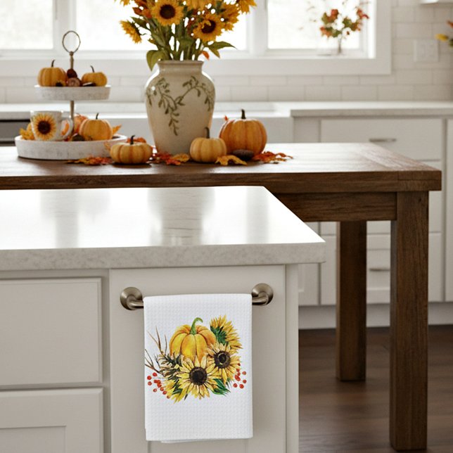 Linge De Cuisine Citrouille et tournesols automne (Créateur téléchargé)