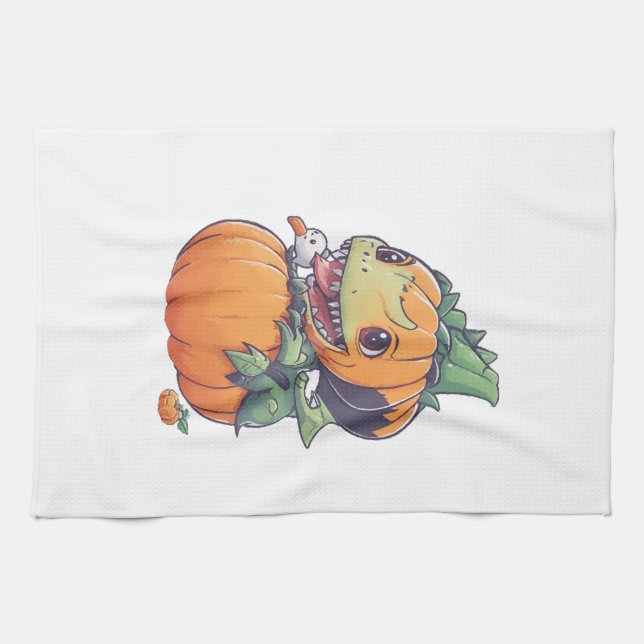 Linge De Cuisine citrouille folle essayant de manger effrayant  (Horizontal)