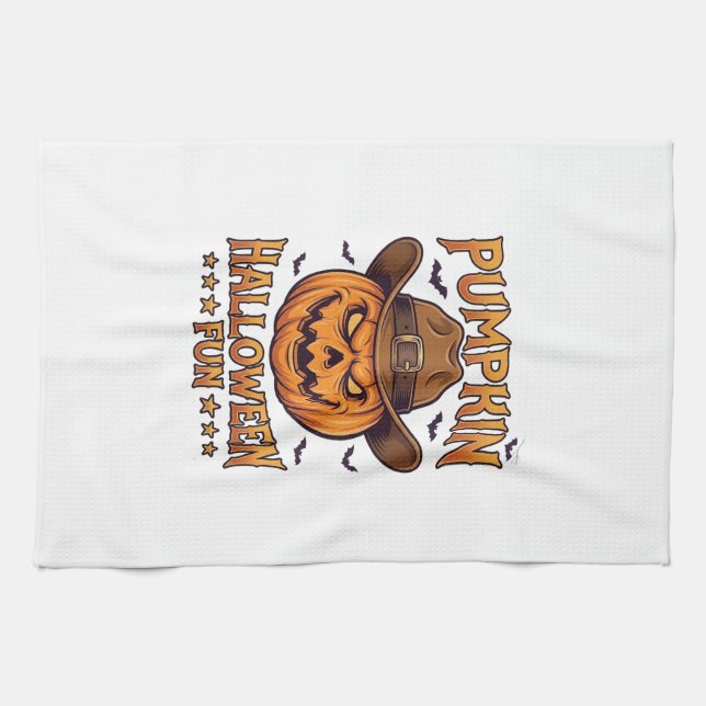 Linge De Cuisine Citrouille Halloween Amusement Lanterne Jack Chape (Horizontal)