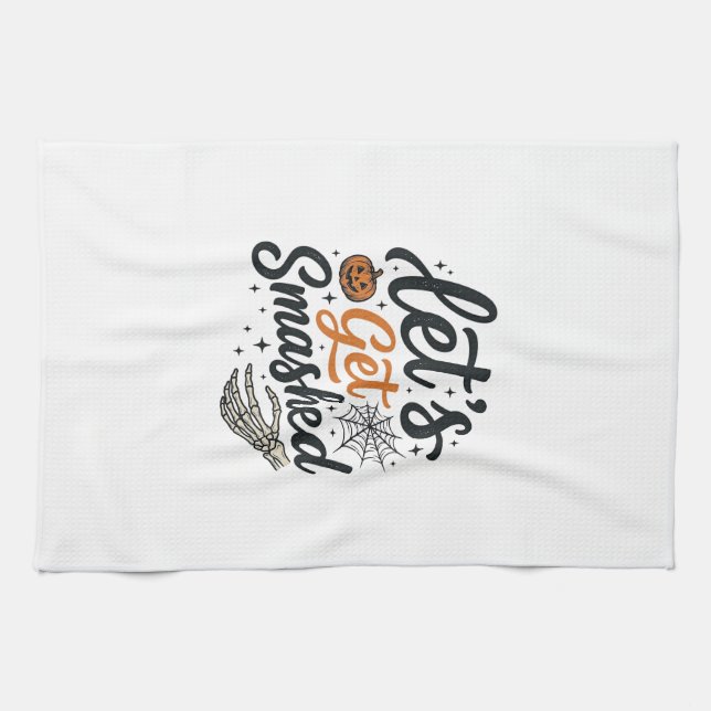 Linge De Cuisine Citrouille Halloween Défonçons-Nous (Horizontal)