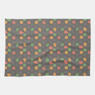 Linge De Cuisine Citrouille Halloween jaune orange gris vert