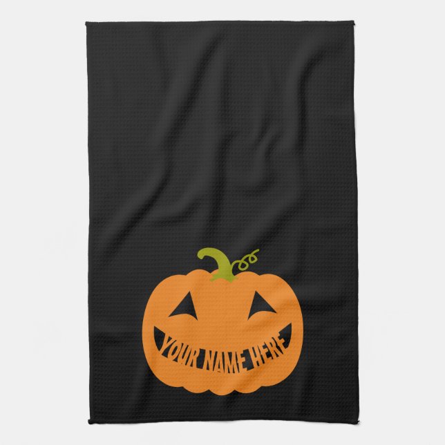 Linge De Cuisine Citrouille Halloween personnalisé (Vertical)