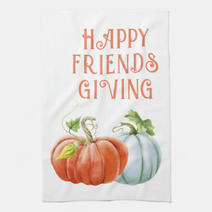 Linge De Cuisine Citrouille Happy Friendsgiving brûlé orange chute