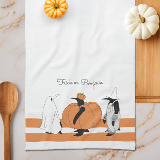 Linge De Cuisine Citrouille Mignonne Personnalisée Manchot Drôle Ha
