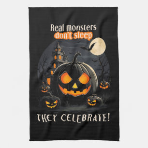 Linge De Cuisine Citrouille noir d'Halloween