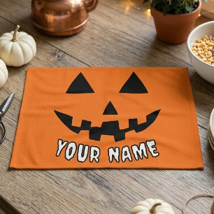 Linge De Cuisine Citrouille orange personnalisée Halloween Votre no
