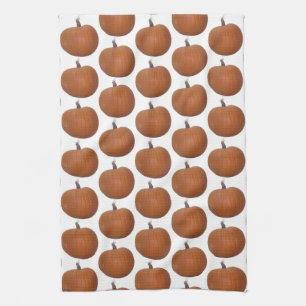 Linge De Cuisine Citrouille orange photo découpé en carreaux blancs