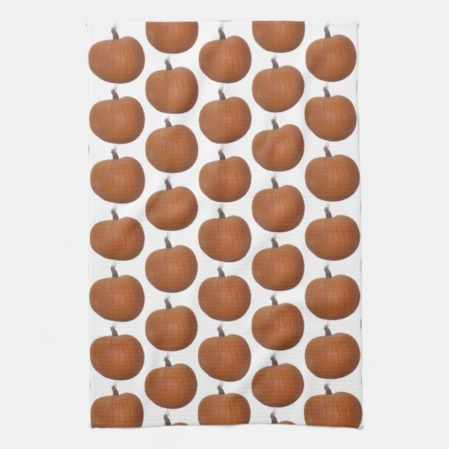 Linge De Cuisine Citrouille orange photo découpé en carreaux blancs (Vertical)