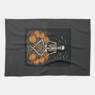 Linge De Cuisine Citrouille squelette Halloween Design Rétro Vintag