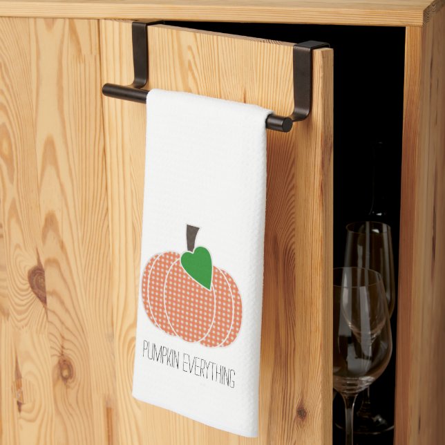 Linge De Cuisine Citrouille Tout Orange Plaid Gingham Citrouille (Pliage en tiers)