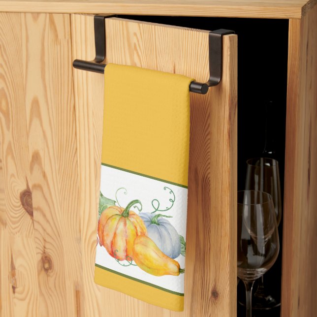 Linge De Cuisine Citrouilles aquarelles  (Pliage en tiers)
