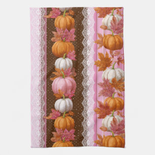 Linge De Cuisine Citrouilles d'automne et dentelle fleurie Motif sa