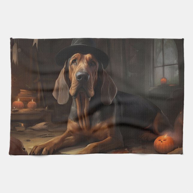 Linge De Cuisine Citrouilles de limier d'Halloween effrayantes (Horizontal)